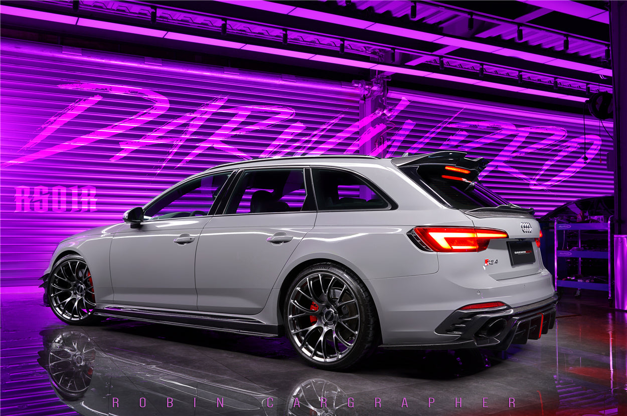 DARWINPRO - AUDI RS4 B9 B9.5 2017 -2024 CARBON FIBRE BKSS LED REAR DIFFUSER AND REAR SIDE SKIRTS