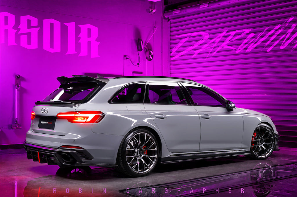 DARWINPRO - AUDI RS4 B9 B9.5 2017 -2024 CARBON FIBRE BKSS LED REAR DIFFUSER AND REAR SIDE SKIRTS