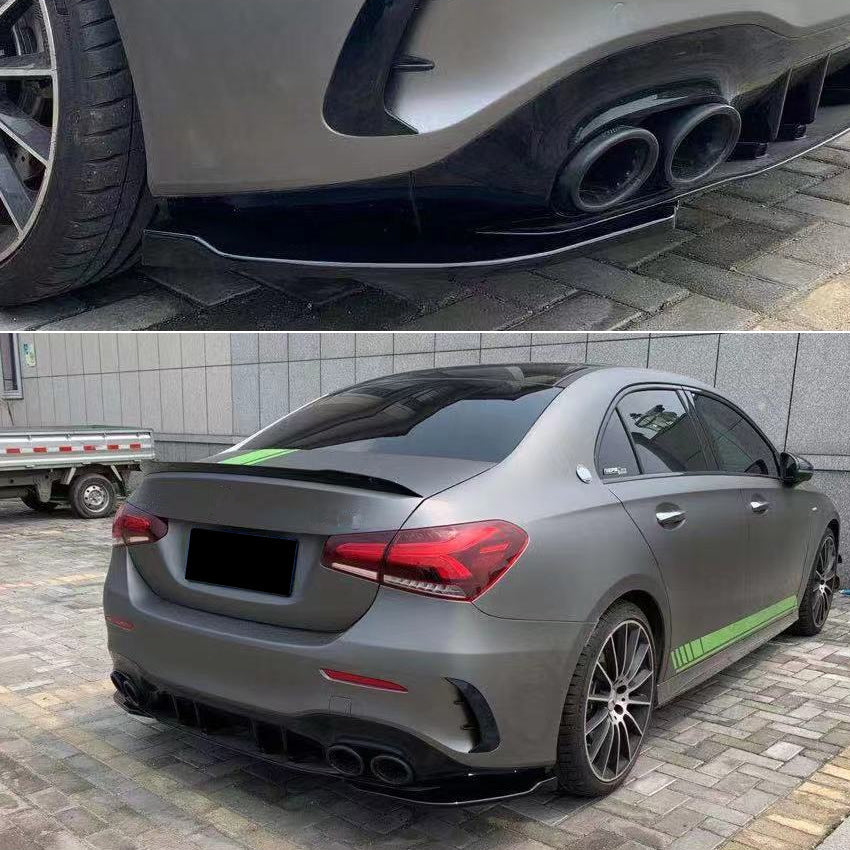 Gloss Black Rear Bumper Spats for Mercedes Benz W177 A35 A45 Saloon 18-25