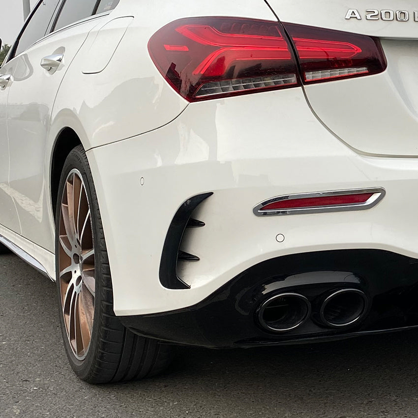 Gloss Black Rear Bumper Trims for Mercedes Benz W177 A Class Saloon 18-25 (Replacement)