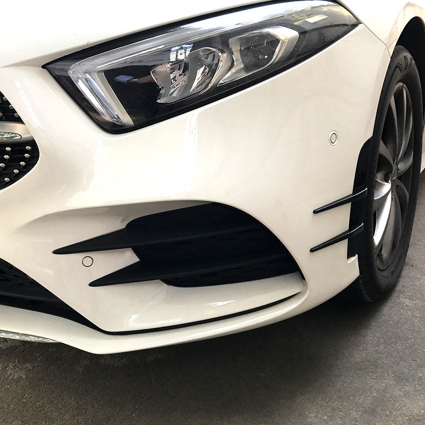 Type 2 Gloss Black Front Canards for Mercedes Benz W177 A Class AMG & A35 18-22