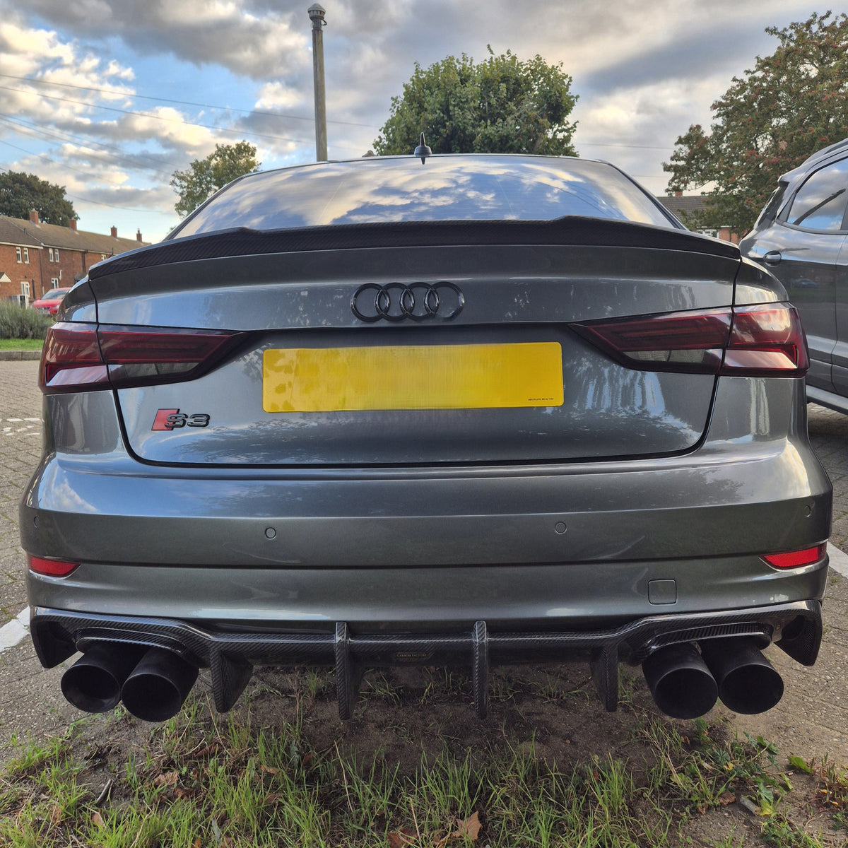 Big Fin Style Carbon Fibre Rear Diffuser for Audi A3 S Line Saloon S3 17-19