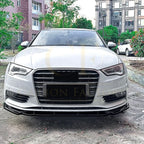 V Style Gloss Black Front Splitter for Audi A3 8V Standard model 13-16