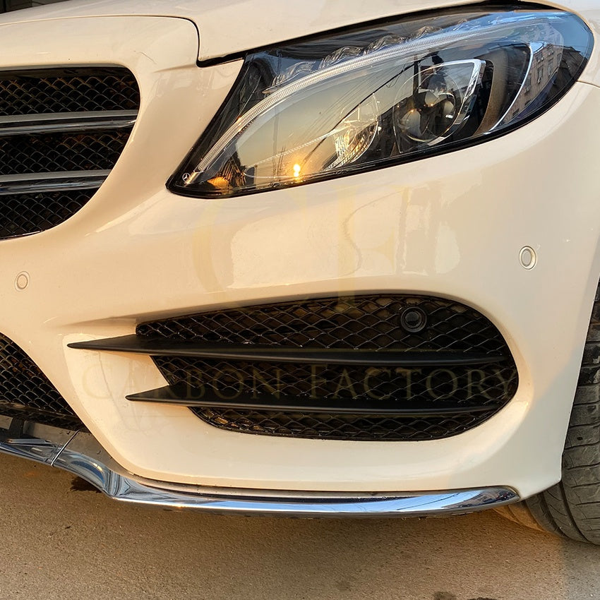Gloss Black Front Bumper Side Grille for Mercedes Benz W205 C Class 15-18