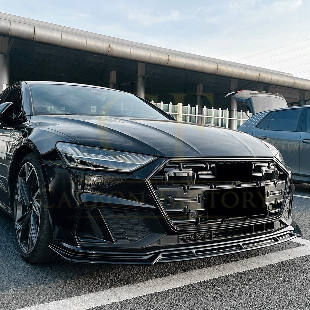 V Style Gloss Black Front Splitter for Audi C8 A7 S Line S7 18-22