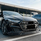 V Style Gloss Black Front Splitter for Audi C8 A7 S Line S7 18-22