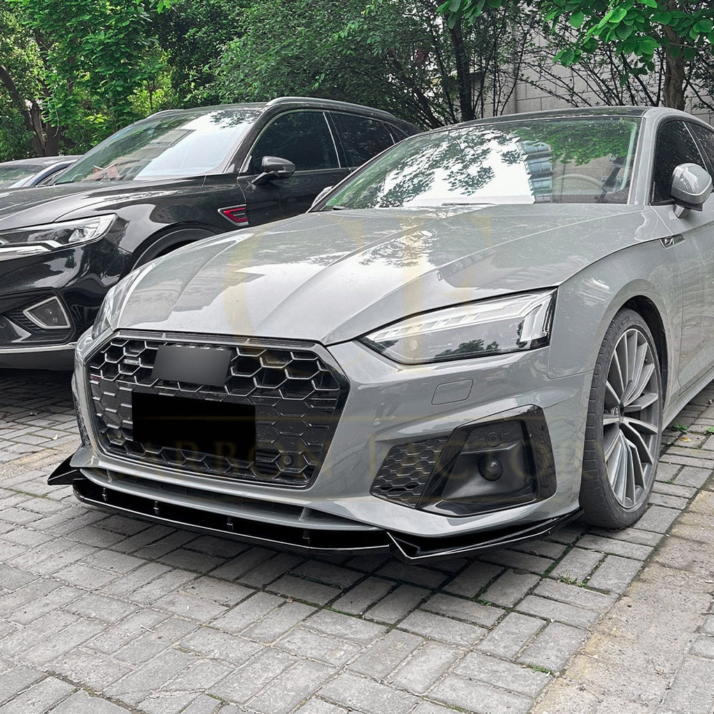 V Style Gloss Black Front Splitter for Audi B9 A5 S Line & S5 21-24