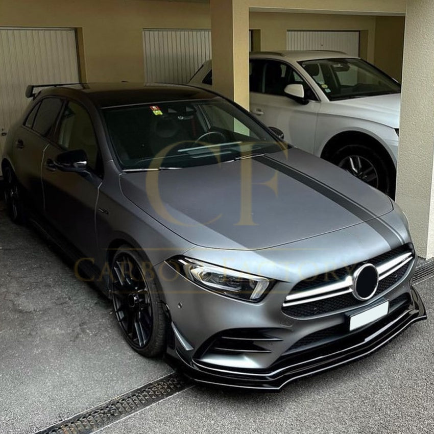 V Style Gloss Black Front Splitter for Mercedes Benz W177 A Class AMG & A35 18-22