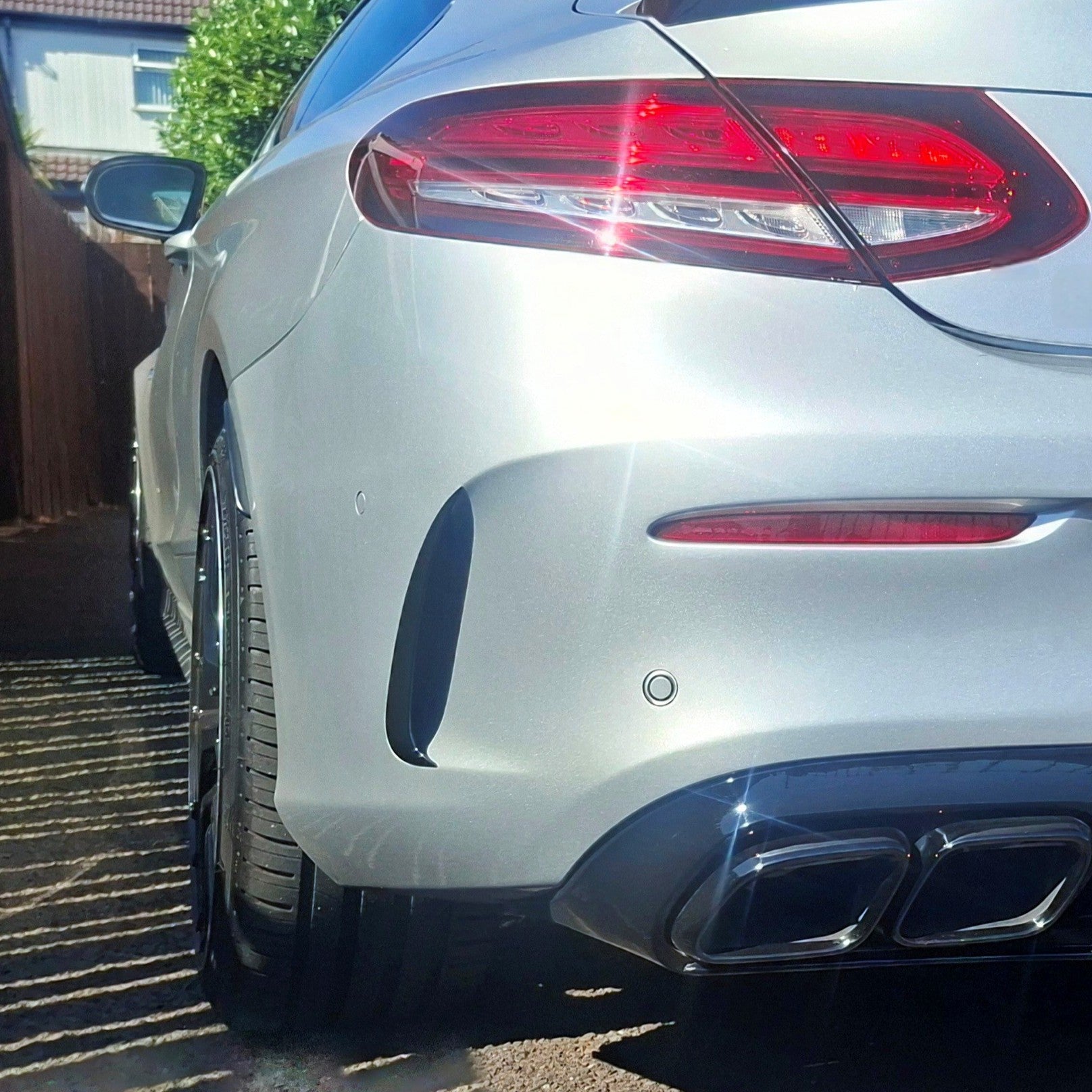 Gloss Black Rear Bumper Trims for Mercedes Benz W205 C Class Coupe 15-21
