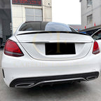 P Style Gloss Black Boot Spoiler for Mercedes Benz W205 C Class Saloon 15-21