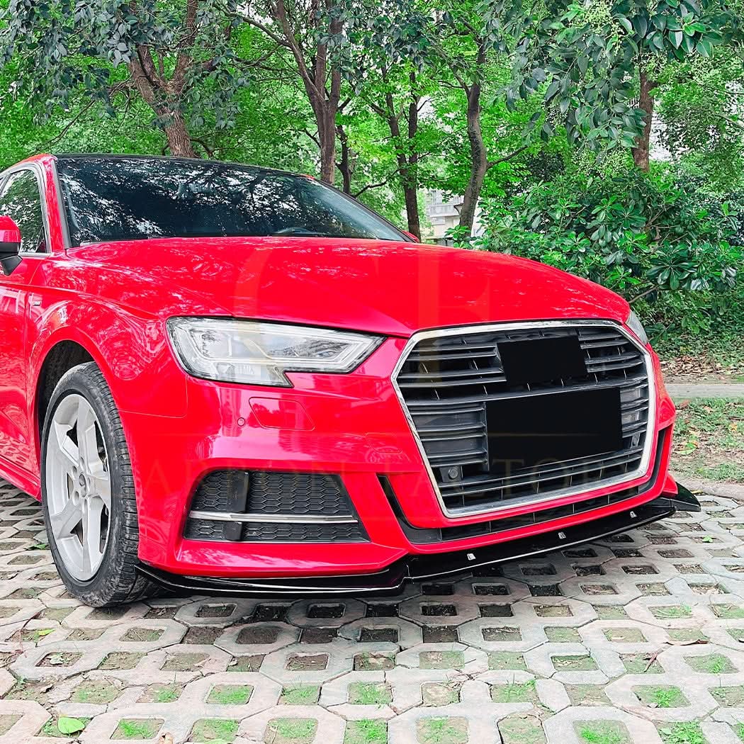 V Style Gloss Black Front Splitter for Audi A3 8V S Line & S3 17-20