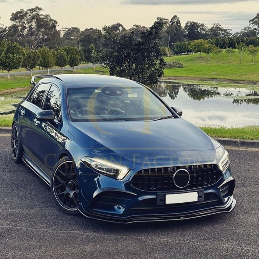 V Style Gloss Black Front Splitter for Mercedes Benz W177 A Class AMG & A35 18-22
