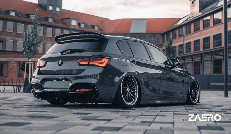 BMW 1 SERIES M SPORT F20 F21 LCI SINGLE EXIT (118I 120I 120D 125I) EVO-1 GLOSS BLACK REAR DIFFUSER BY ZAERO (2015-2019)