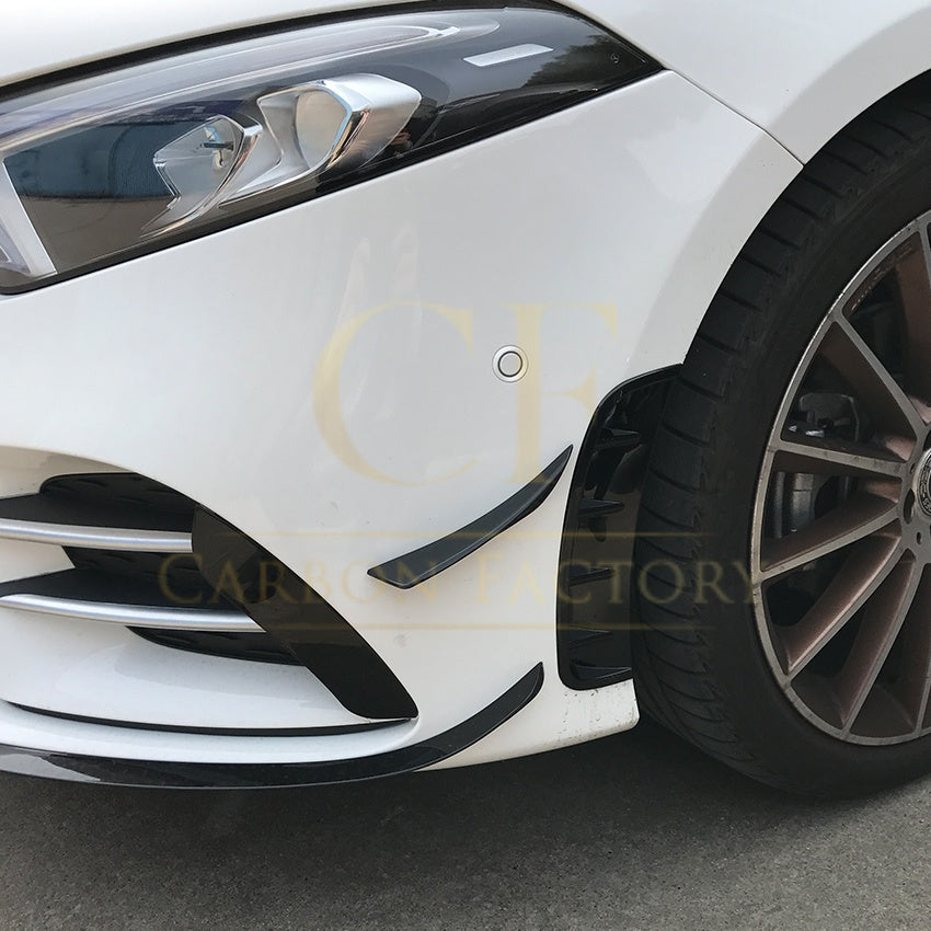 Type 1 Gloss Black Front Canards for Mercedes Benz W177 A Class AMG & A35 18-22