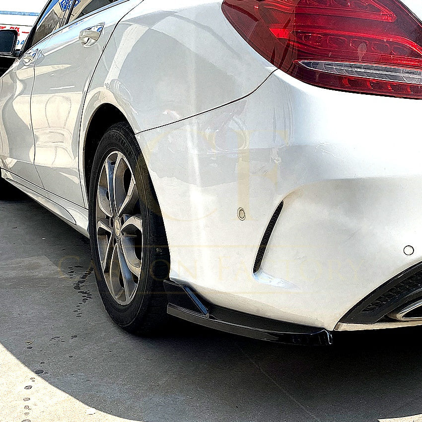 Gloss Black Rear Bumper Spats for Mercedes Benz W205 C Class Saloon 15-21