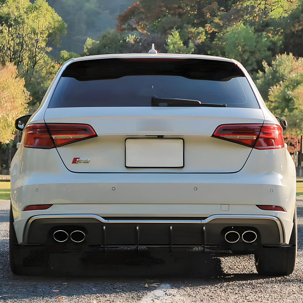 V Style Gloss Black Diffuser for Audi S3 8V Hatchback 17-20