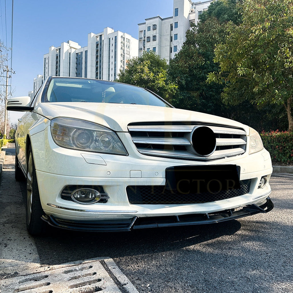 V Style Gloss Black Front Splitter for Mercedes Benz W204 C Class Standard Model 08-10