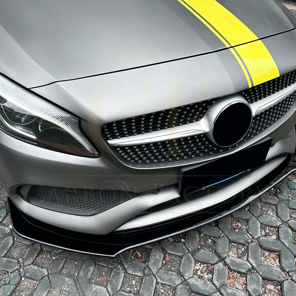 V Style (1 pcs) Gloss Black Front Splitter for Mercedes Benz W176 A Class AMG 13-18