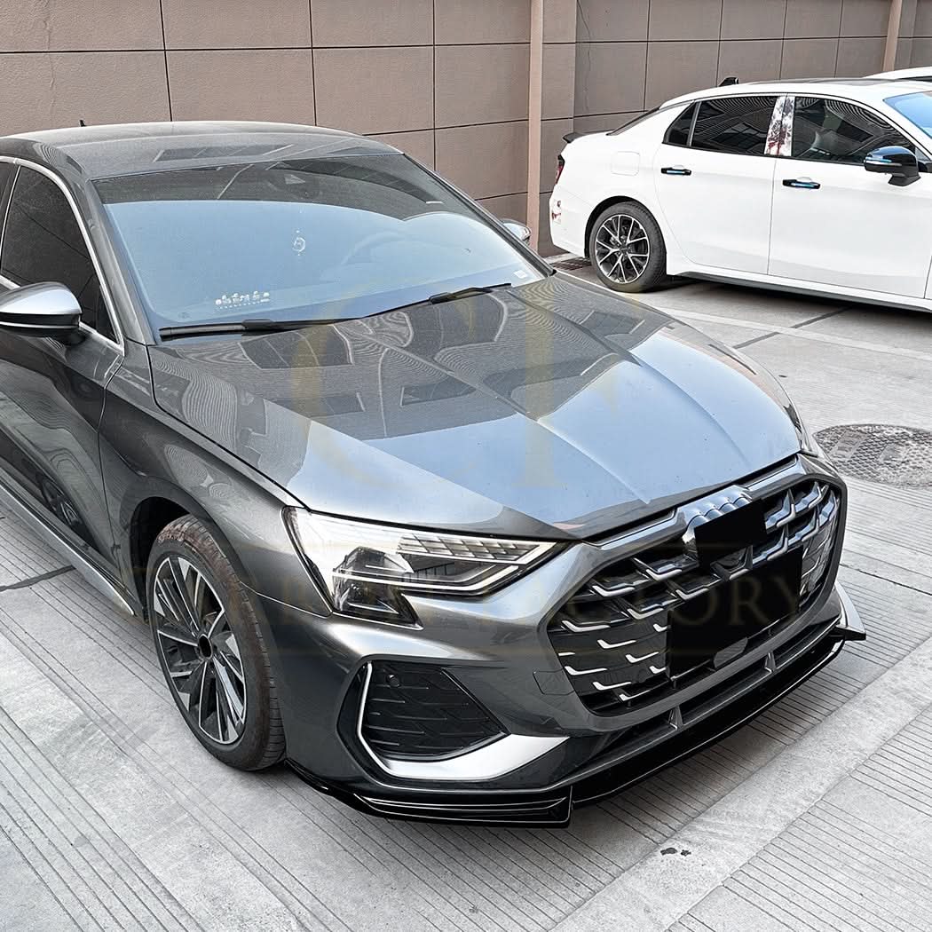 V Style Gloss Black Front Splitter for Audi A3 8Y S Line S3 25-Present