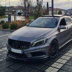 V Style (3 pcs) Gloss Black Front Splitter for Mercedes Benz W176 A Class AMG 13-18