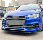 V Style Gloss Black Front Splitter for Audi A3 8V S Line & S3 13-16
