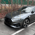 V Style Gloss Black Front Splitter for Audi A4 B9.5 S Line & S4 20-25