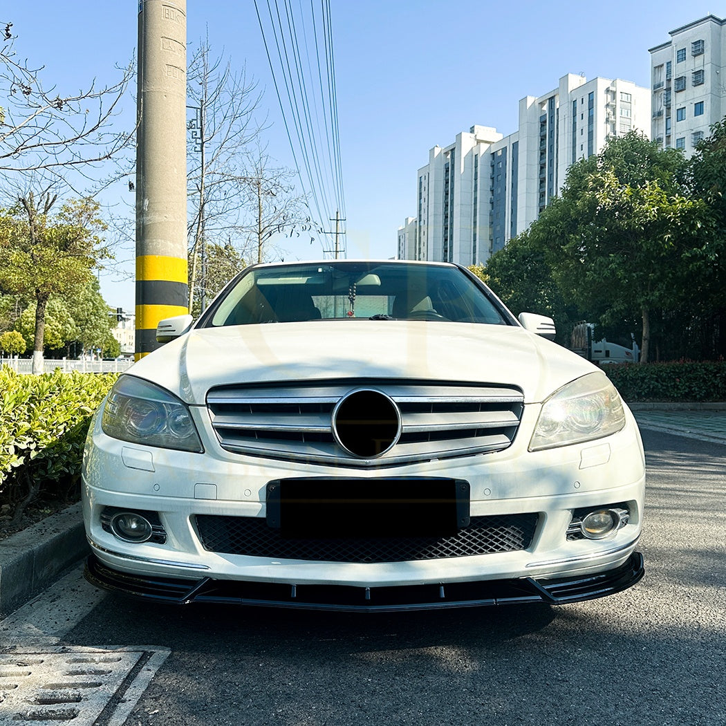 V Style Gloss Black Front Splitter for Mercedes Benz W204 C Class Standard Model 08-10