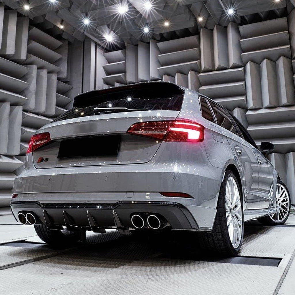 V Style Gloss Black Diffuser for Audi S3 8V Hatchback 17-20