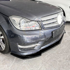 V Style Gloss Black Front Splitter for Mercedes Benz W204 C Class AMG Model 11-14