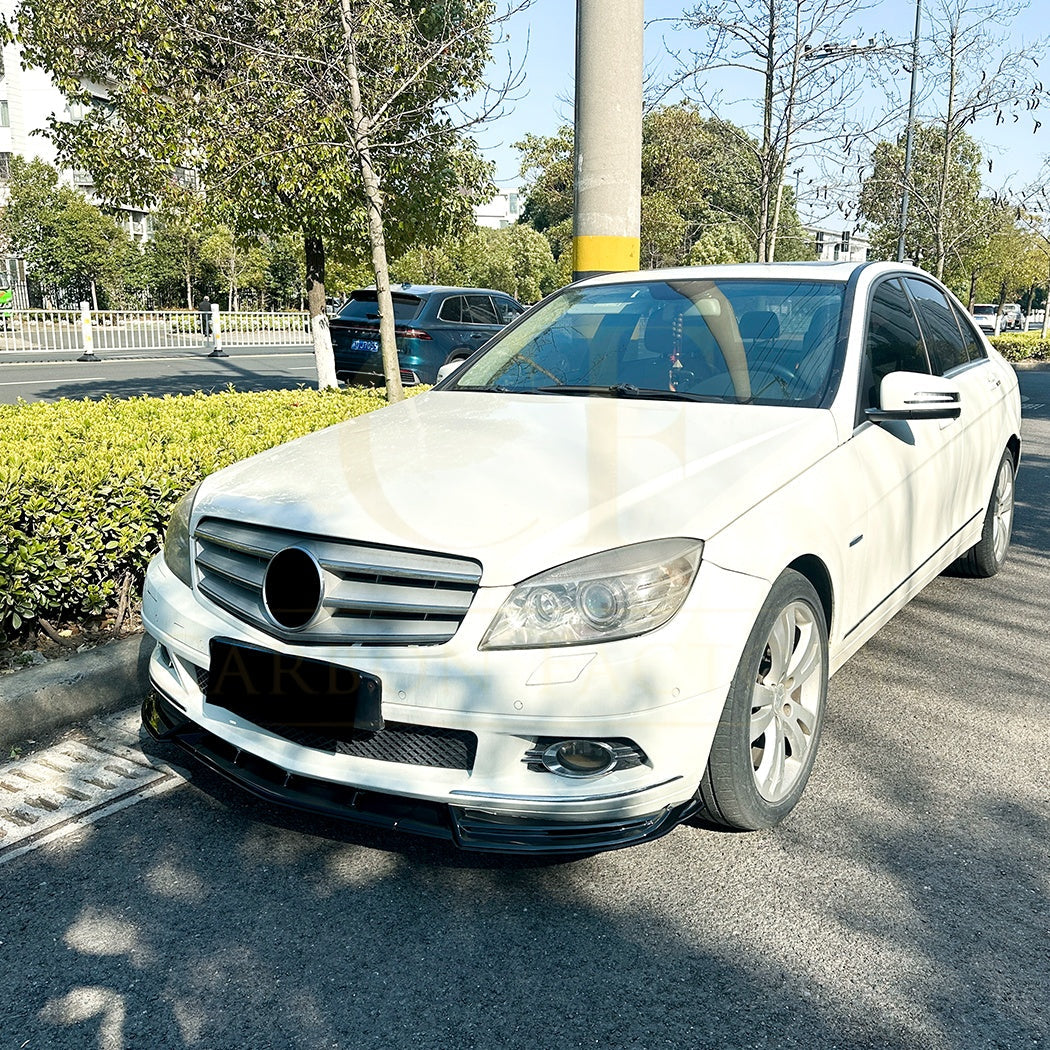 V Style Gloss Black Front Splitter for Mercedes Benz W204 C Class Standard Model 08-10