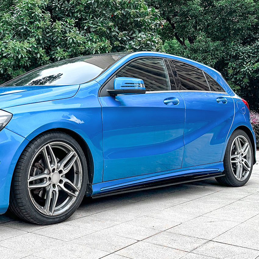 V Style Gloss Black Side Skirts for Mercedes Benz W176 A Class 13-18