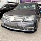 V Style Gloss Black Front Splitter for Mercedes Benz W204 C Class AMG Model 11-14