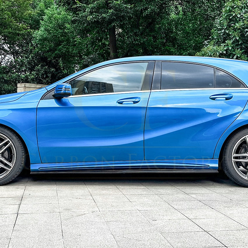 V Style Gloss Black Side Skirts for Mercedes Benz W176 A Class 13-18