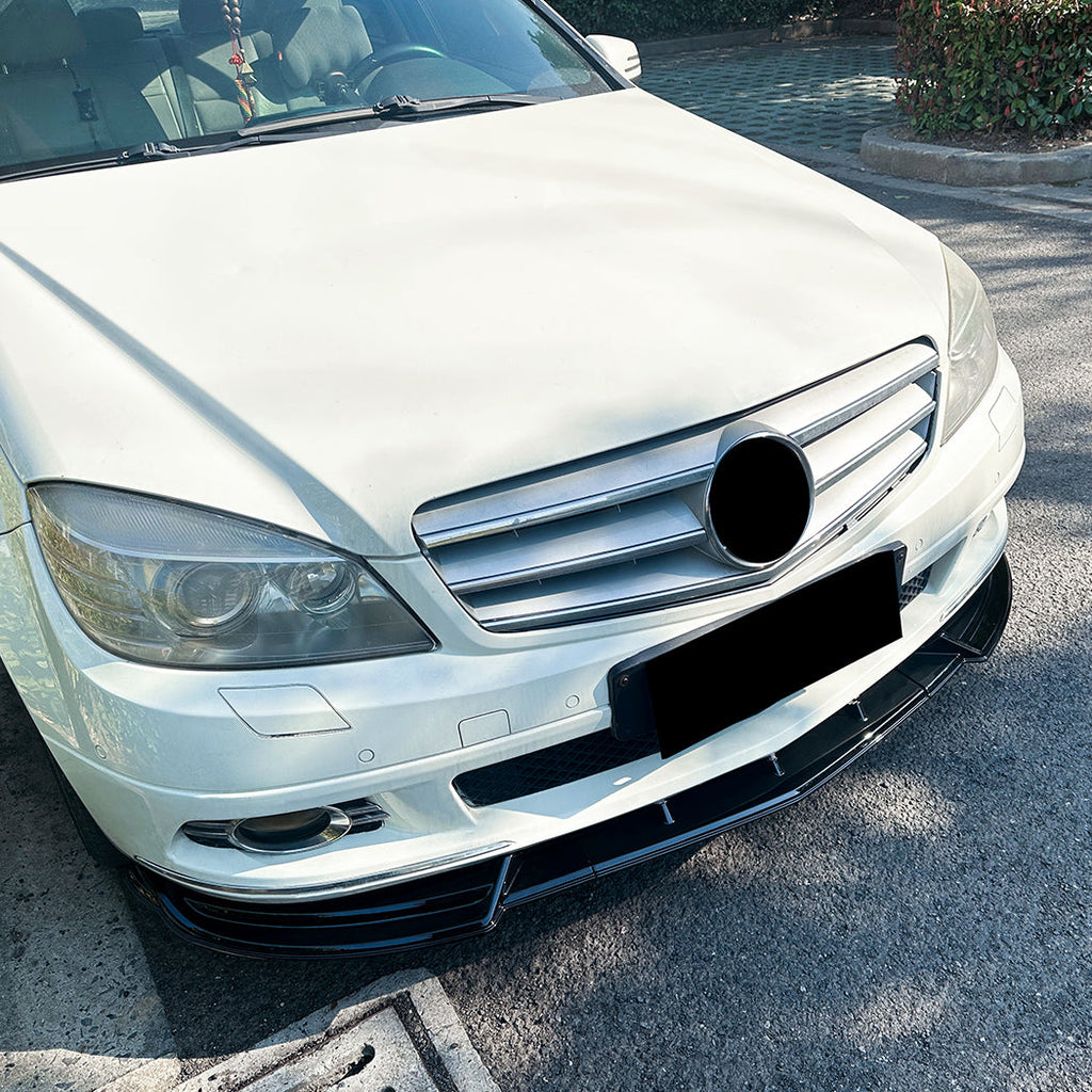 V Style Gloss Black Front Splitter for Mercedes Benz W204 C Class Standard Model 08-10