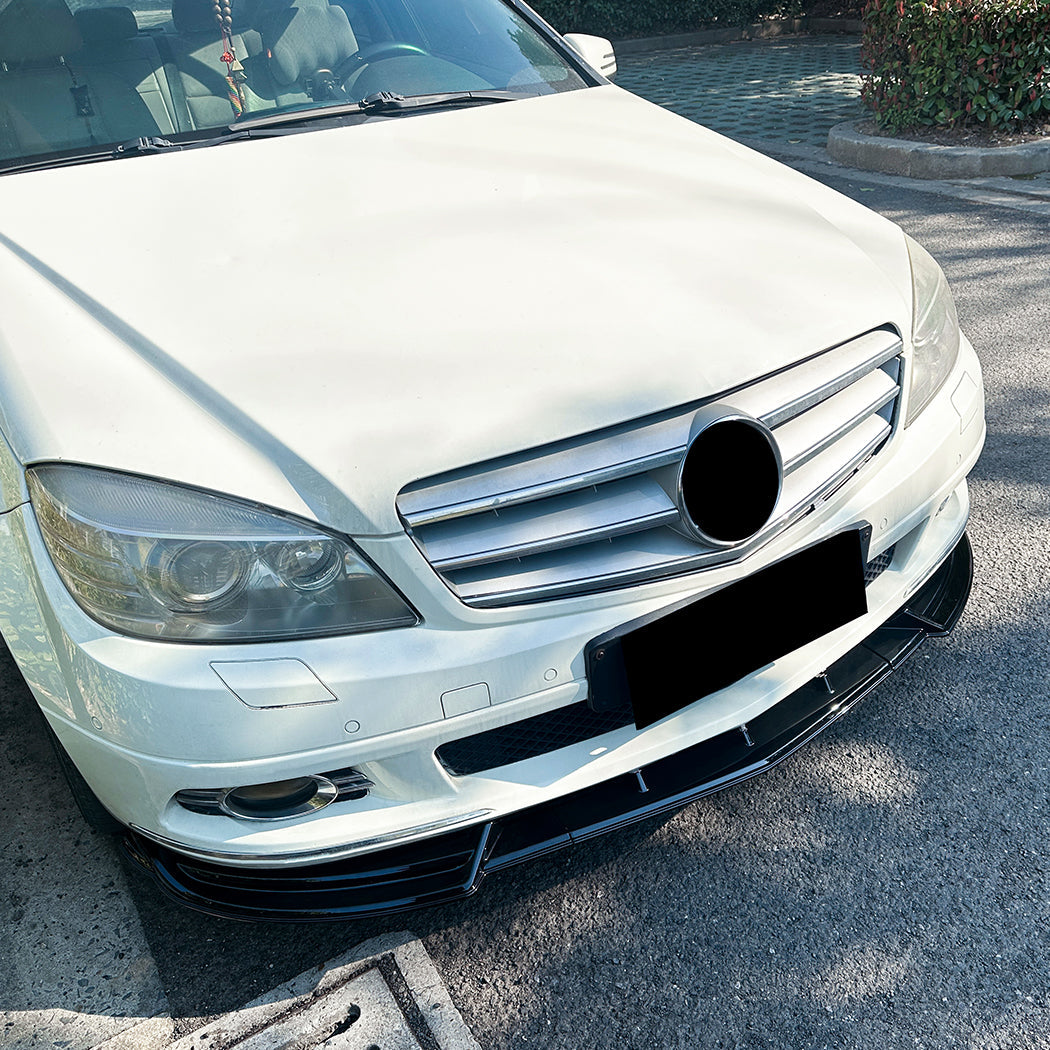 V Style Gloss Black Front Splitter for Mercedes Benz W204 C Class Standard Model 08-10