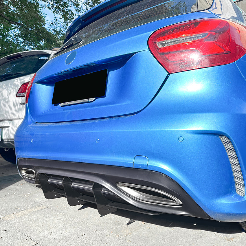 V Style Gloss Black Rear Diffuser for Mercedes Benz W176 A Class AMG 16-18