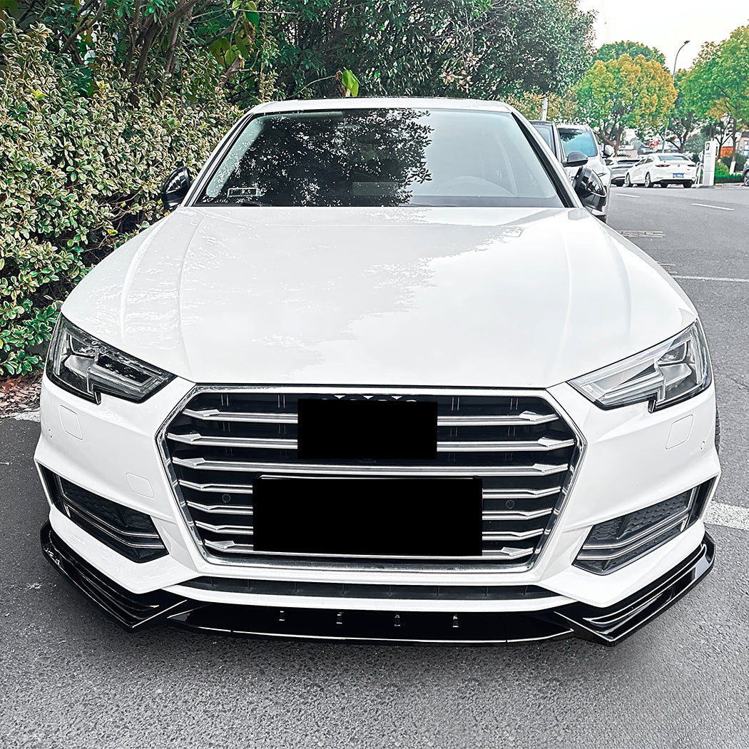 V Style Gloss Black Front Splitter for Audi A4 B9 S Line & S4 17-19