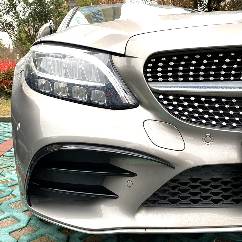 Gloss Black Front Side Grille Trims for Mercedes Benz W205 C Class 19-21