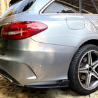 Gloss Black Rear Bumper Spats for Mercedes Benz W205 C Class Estate 15-21