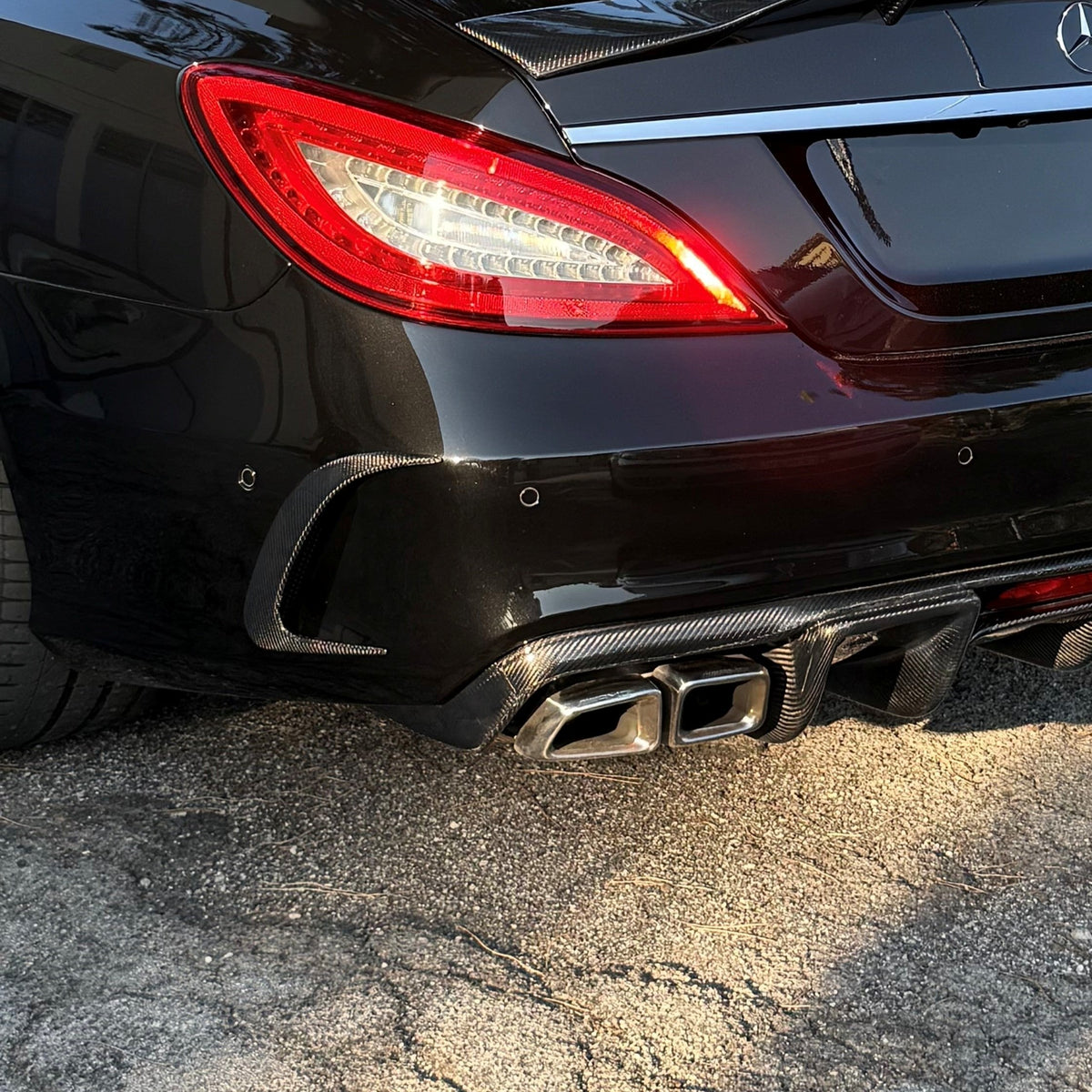 Carbon Fibre Rear Bumper Trim for Mercedes C218 CLS 15-18