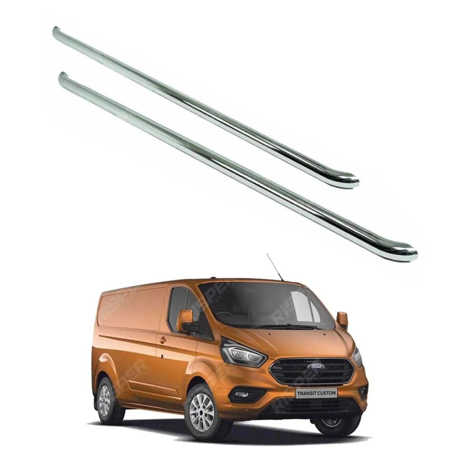2.4 Inch Stainless Steel STX Style Sportline Side Bars For Ford Transit Custom LWB 2012 - 2024