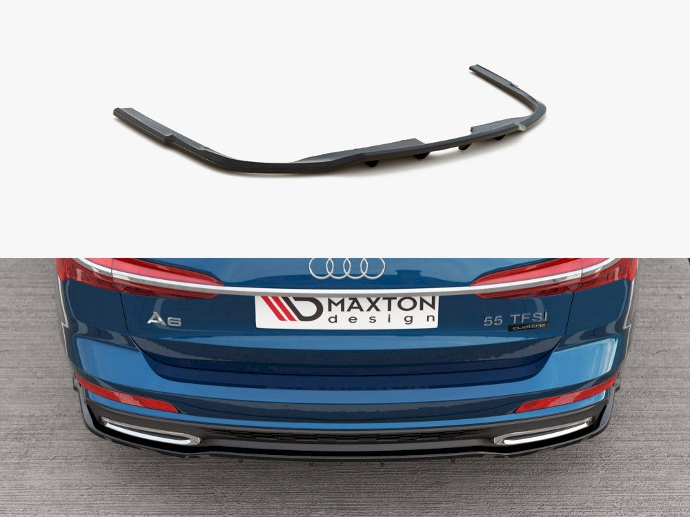 Central Rear Splitter (Vertical Bars) Audi A6 S-Line C8 - Carbon Look