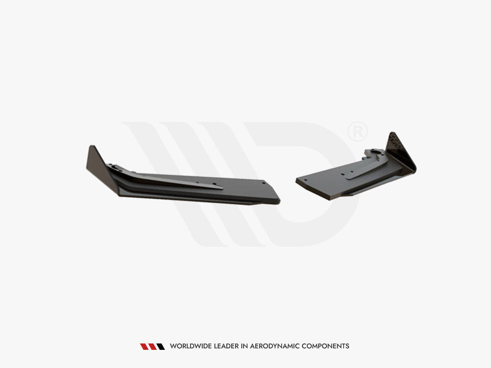 Street PRO Rear Side Splitters + Flaps Toyota GR Yaris Mk4 - Black-Red + Gloss Flaps