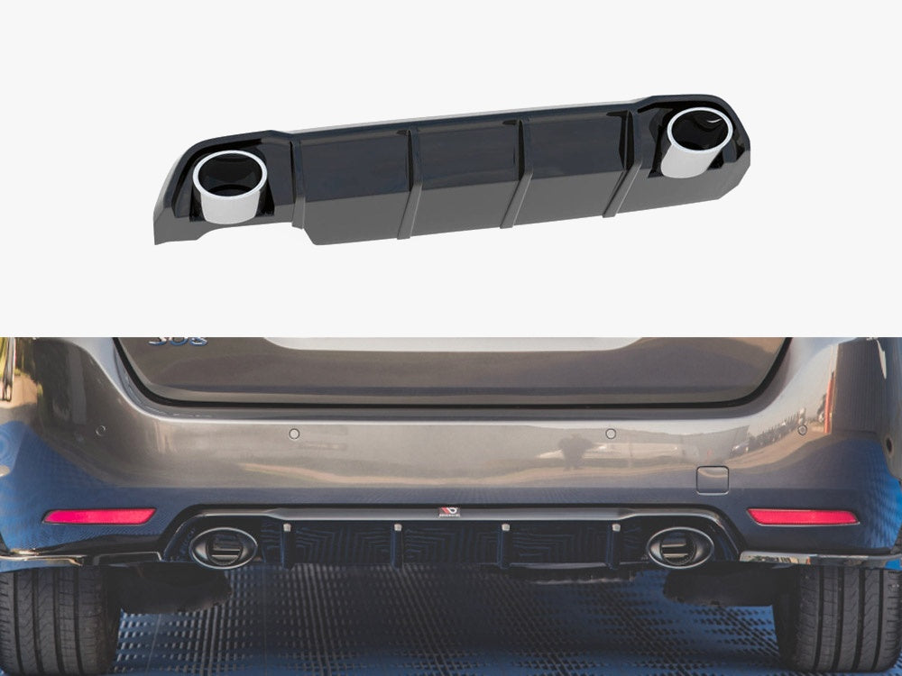 Rear Valance + Exhaust Ends Imitation Peugeot 308 SW Mk2 Facelift TEXTURED