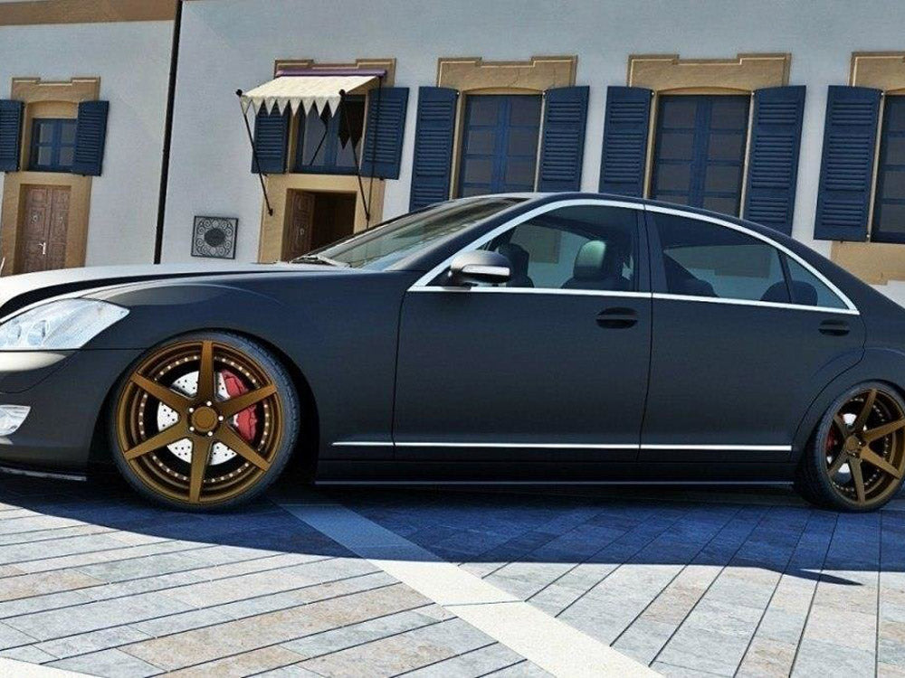 Side Skirts Diffusers Mercedes S-class W221 Long - Carbon Look