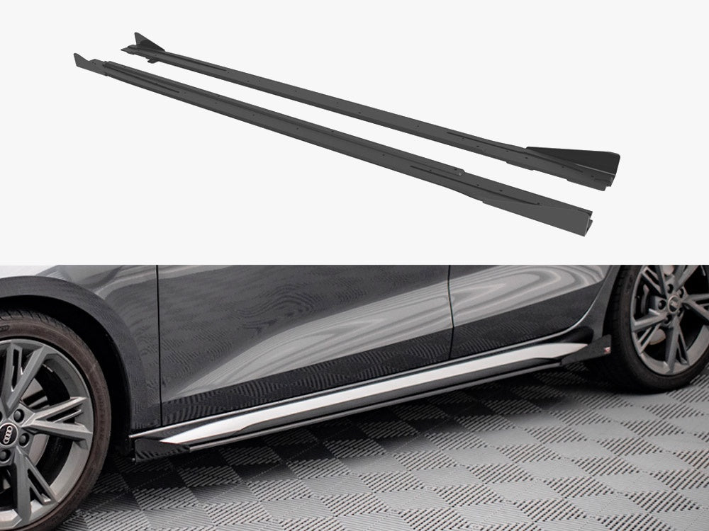 Street PRO Side Skirts Diffusers + Flaps Audi S3 / A3 S-Line 8Y / 8Y Facelift
