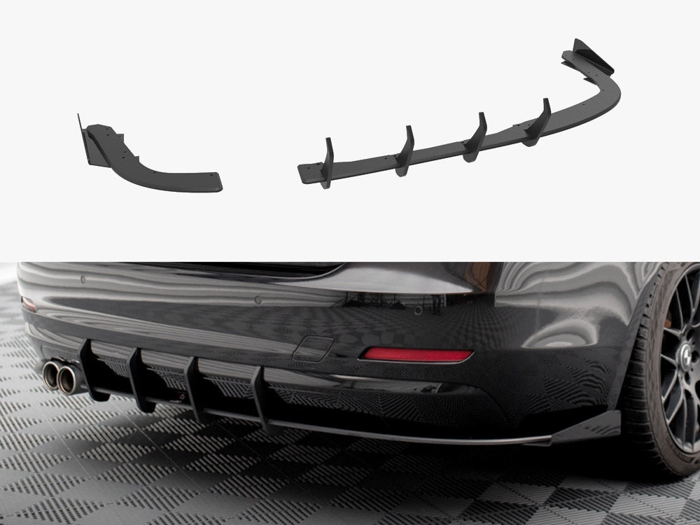 Street PRO Rear Diffuser + Flaps BMW 4 Gran Coupe F36 - Black-Red + Gloss Flaps