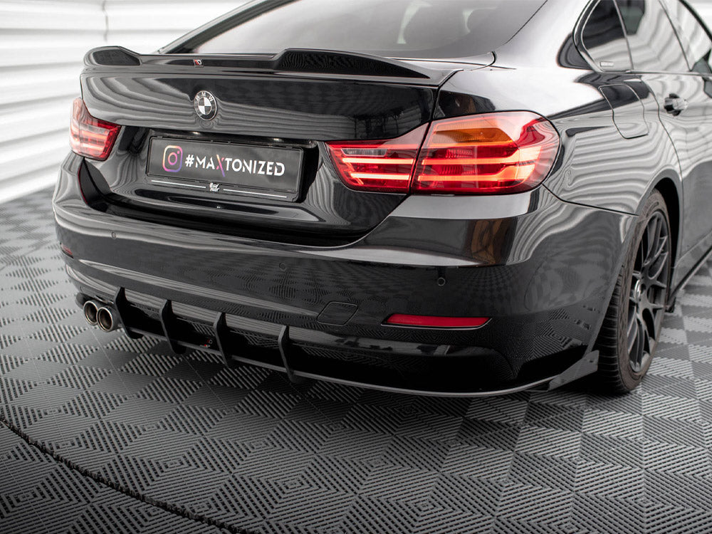 Street PRO Rear Diffuser + Flaps BMW 4 Gran Coupe F36 - Black-Red + Gloss Flaps