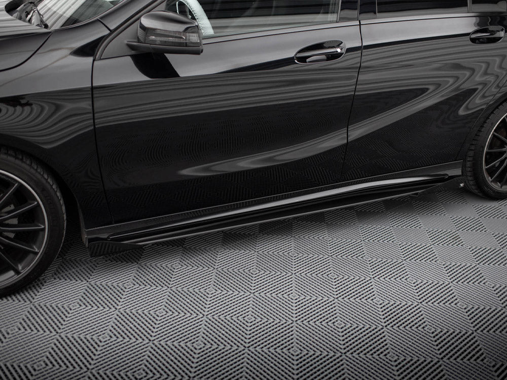 Street PRO Side Skirts Diffusers + Flaps Mercedes-Benz A AMG-Line W176 Facelift - Black-Red + Gloss Flaps
