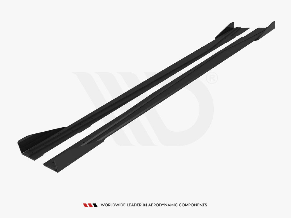 Street PRO Side Skirts Diffusers + Flaps Mercedes-Benz A AMG-Line W176 Facelift - Black-Red + Gloss Flaps